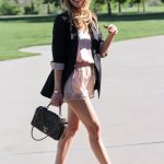 Blush Romper and Gucci Sandals