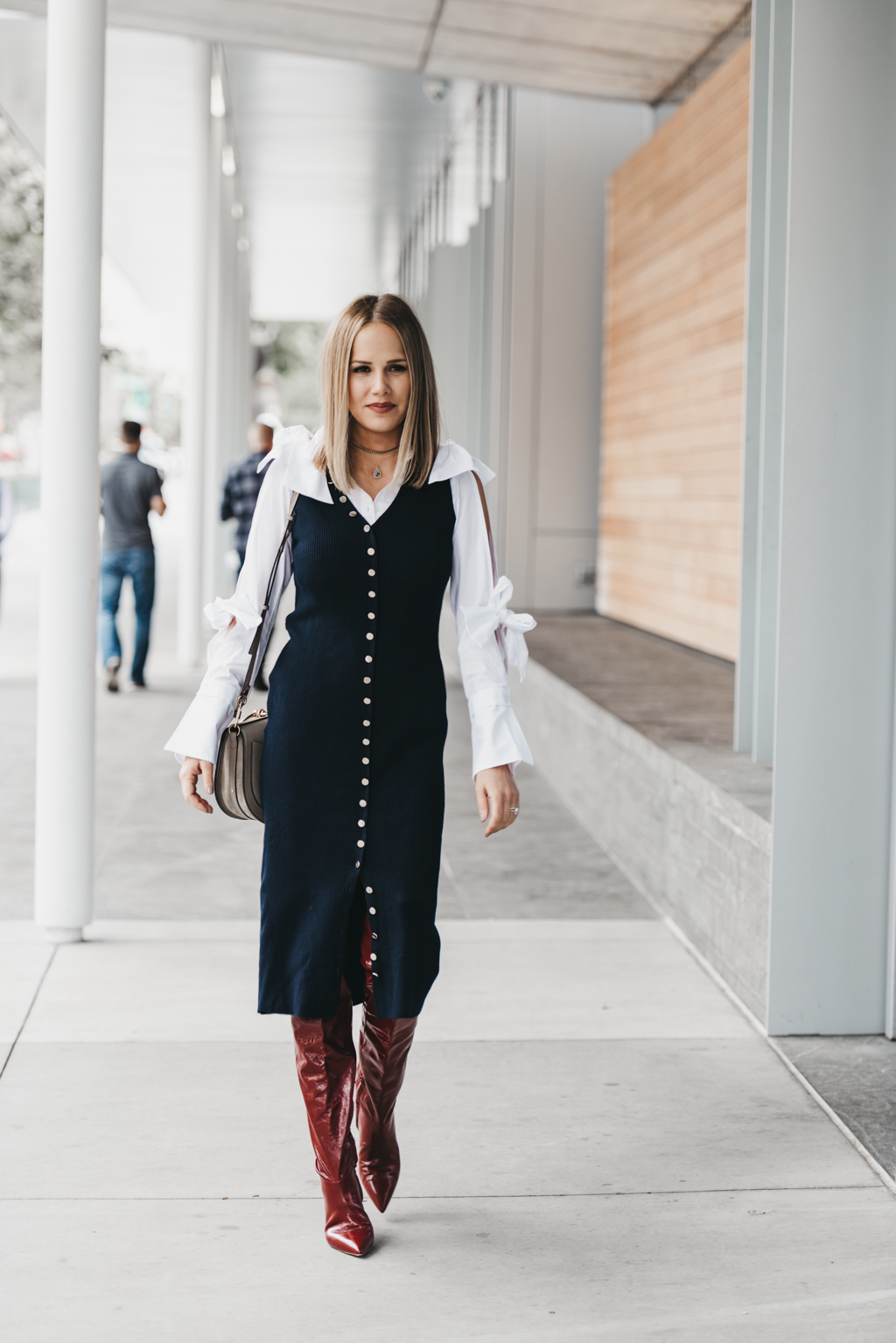 zara knit dress with buttons