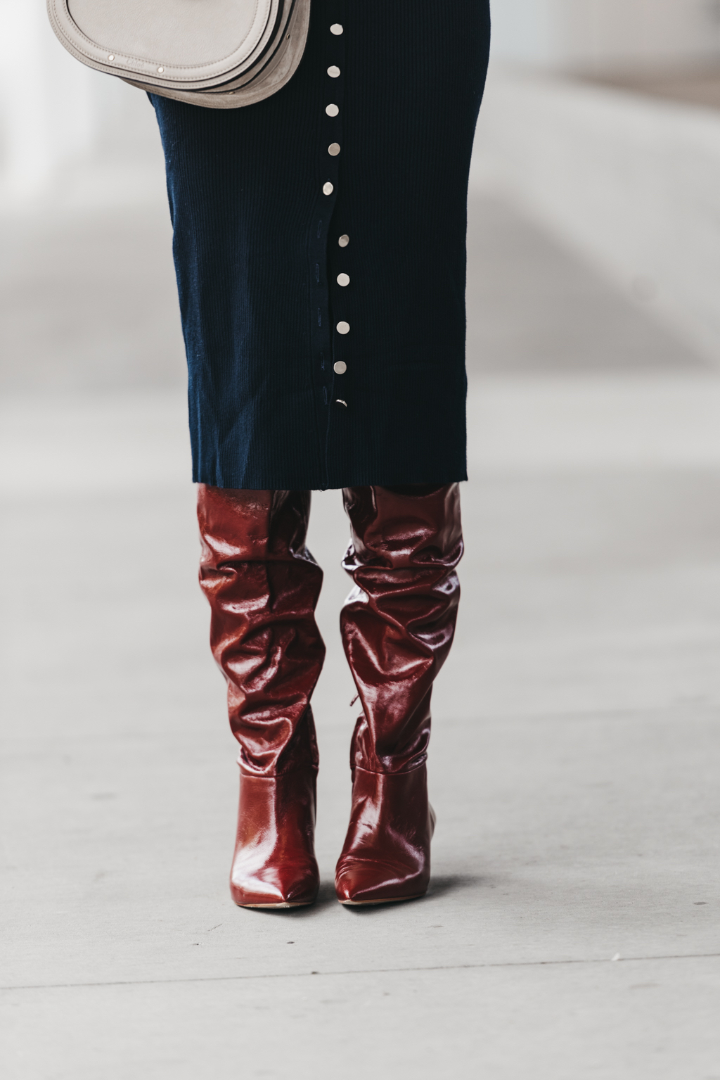 red leather kitten heel boots