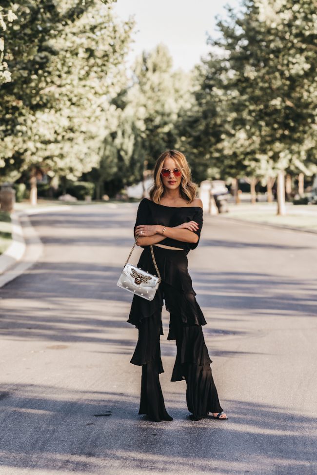 Fall Street Style Black Layered Ruffle Pants • The Fashion Fuse