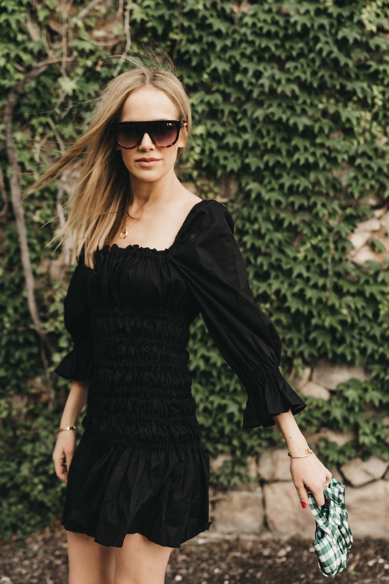 black-ruffle-mini-dress-under-$100-asos