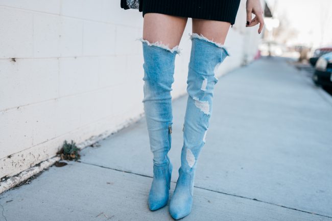 Denim Thigh High Boots • The Fashion Fuse